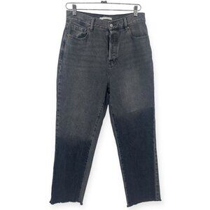 Pacsun High Rise Straight Leg Jeans Women Sz 28 Gray Frayed Raw Hem Cotton Denim